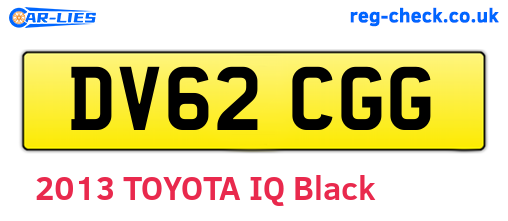 DV62CGG are the vehicle registration plates.