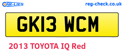 GK13WCM are the vehicle registration plates.