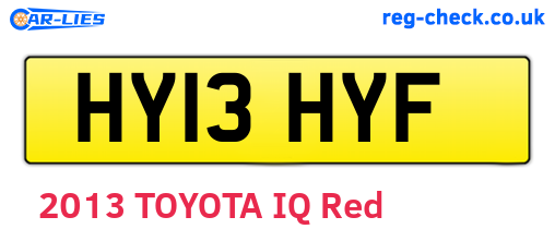HY13HYF are the vehicle registration plates.