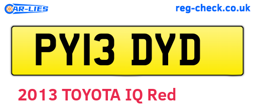 PY13DYD are the vehicle registration plates.