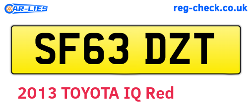 SF63DZT are the vehicle registration plates.