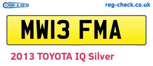 MW13FMA are the vehicle registration plates.