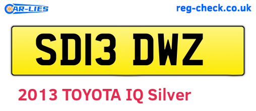 SD13DWZ are the vehicle registration plates.