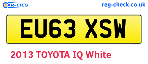 EU63XSW are the vehicle registration plates.