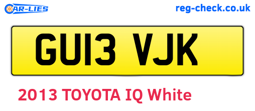 GU13VJK are the vehicle registration plates.