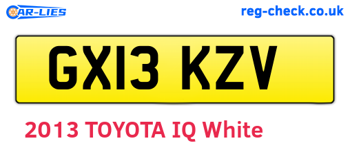 GX13KZV are the vehicle registration plates.