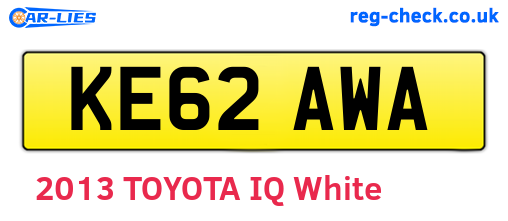 KE62AWA are the vehicle registration plates.