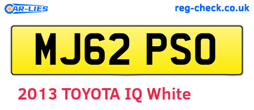 MJ62PSO are the vehicle registration plates.