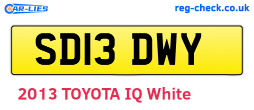 SD13DWY are the vehicle registration plates.
