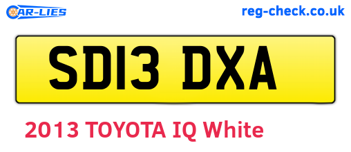 SD13DXA are the vehicle registration plates.