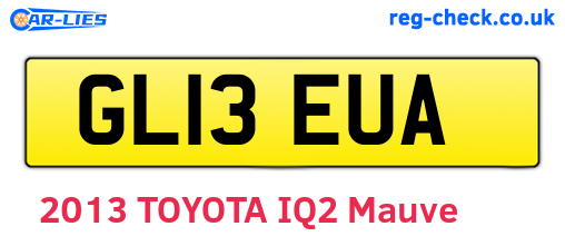 GL13EUA are the vehicle registration plates.
