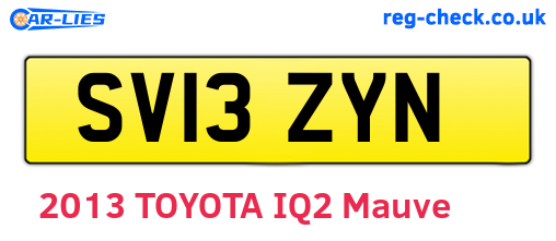 SV13ZYN are the vehicle registration plates.