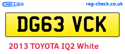 DG63VCK are the vehicle registration plates.
