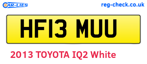 HF13MUU are the vehicle registration plates.