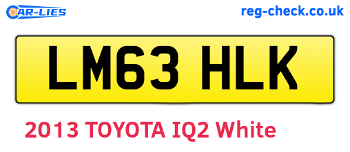 LM63HLK are the vehicle registration plates.