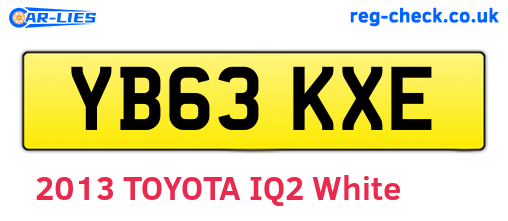 YB63KXE are the vehicle registration plates.