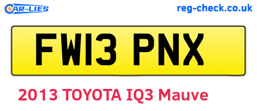 FW13PNX are the vehicle registration plates.