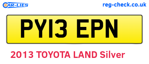 PY13EPN are the vehicle registration plates.