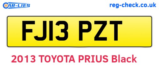 FJ13PZT are the vehicle registration plates.