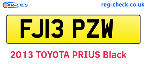 FJ13PZW are the vehicle registration plates.
