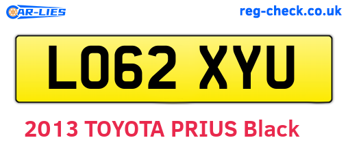 LO62XYU are the vehicle registration plates.