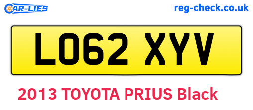 LO62XYV are the vehicle registration plates.
