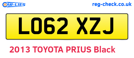LO62XZJ are the vehicle registration plates.