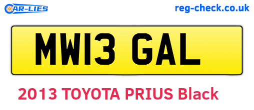 MW13GAL are the vehicle registration plates.