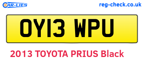 OY13WPU are the vehicle registration plates.