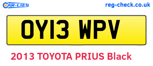 OY13WPV are the vehicle registration plates.