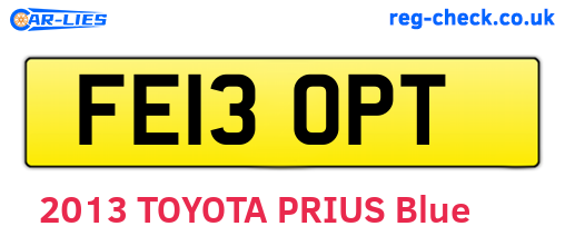 FE13OPT are the vehicle registration plates.