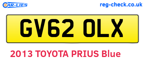 GV62OLX are the vehicle registration plates.