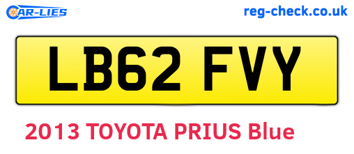 LB62FVY are the vehicle registration plates.