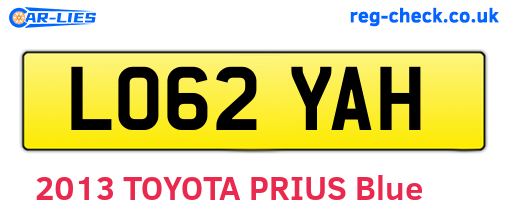 LO62YAH are the vehicle registration plates.
