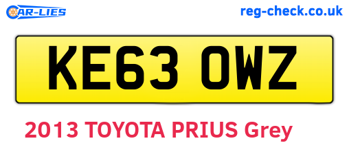 KE63OWZ are the vehicle registration plates.