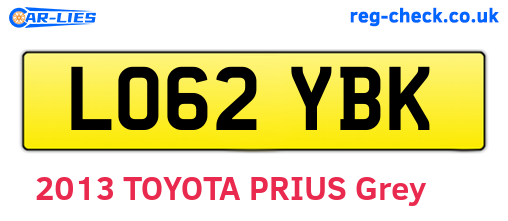 LO62YBK are the vehicle registration plates.