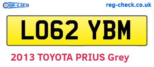 LO62YBM are the vehicle registration plates.