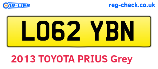 LO62YBN are the vehicle registration plates.