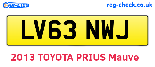 LV63NWJ are the vehicle registration plates.