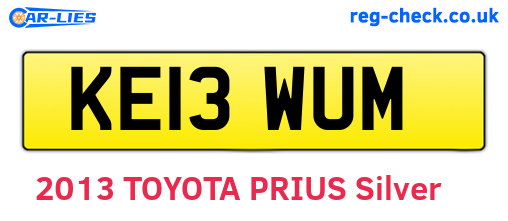 KE13WUM are the vehicle registration plates.