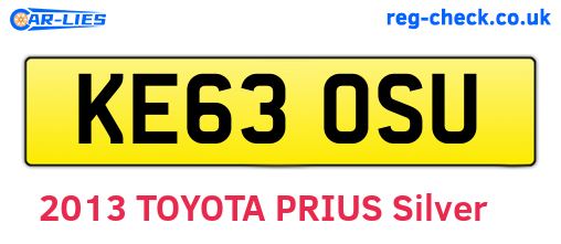 KE63OSU are the vehicle registration plates.