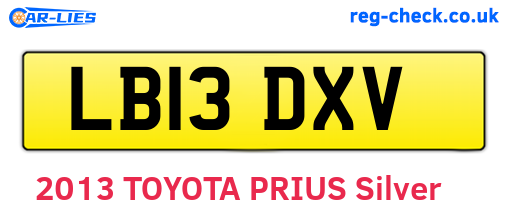 LB13DXV are the vehicle registration plates.