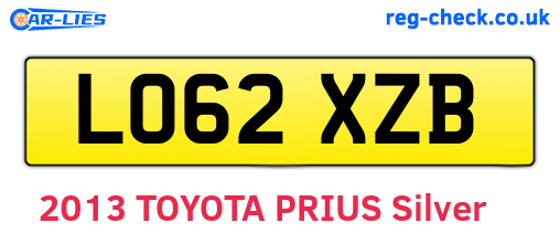 LO62XZB are the vehicle registration plates.