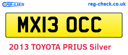 MX13OCC are the vehicle registration plates.