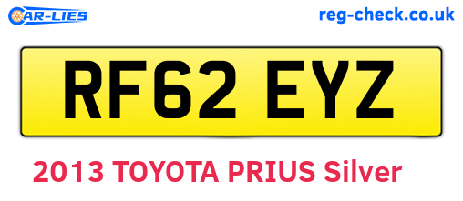 RF62EYZ are the vehicle registration plates.