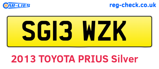 SG13WZK are the vehicle registration plates.