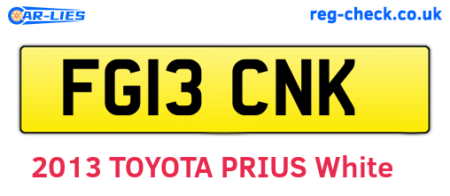 FG13CNK are the vehicle registration plates.