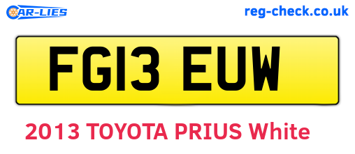 FG13EUW are the vehicle registration plates.