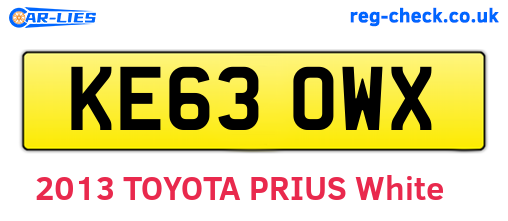 KE63OWX are the vehicle registration plates.