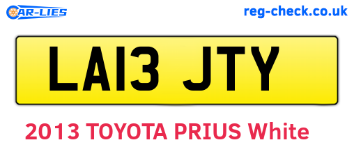 LA13JTY are the vehicle registration plates.